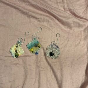 Three Hand Woven Christmas Ornaments